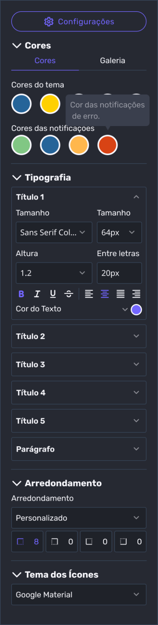 Menu de Predefinição