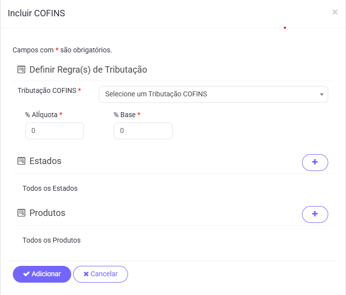 Regra Tributação COFINS