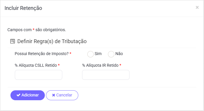 Regra Tributação Retenções